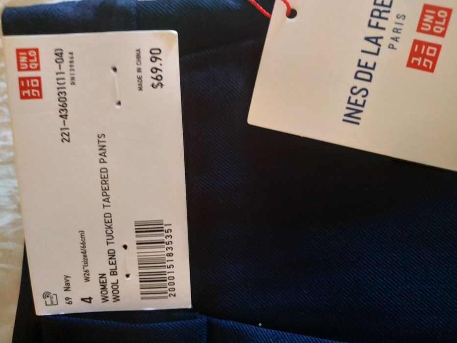 Брюки стильные женские темно-синие шерстяные Uniqlo