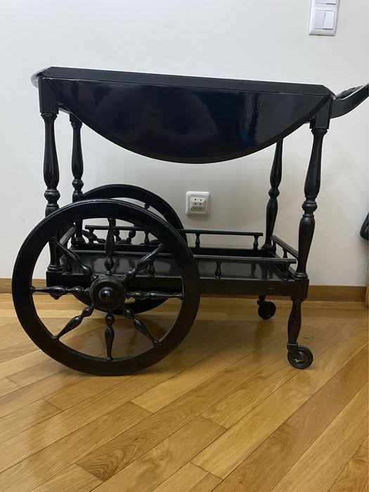 Carrinho de chá/bar preto antigo