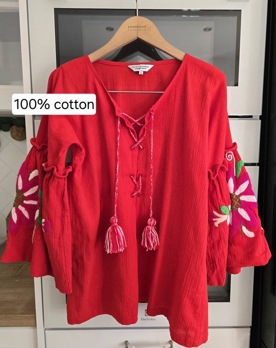 Bluzka haftowana handmade ręcznie boho bawełna etno