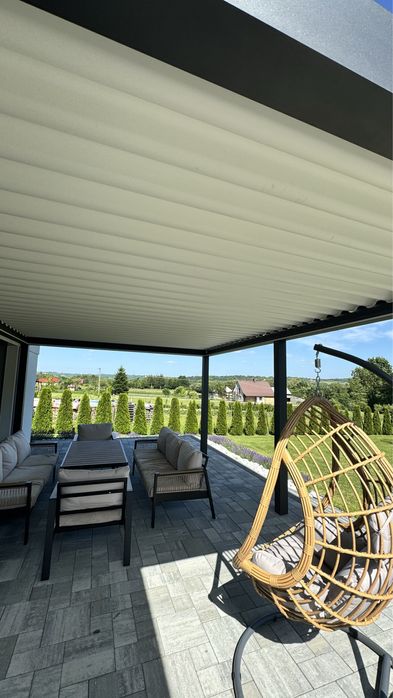Pergola Lamelowa z otwieranym dachem, oświetleniem i montażem, 6x4m