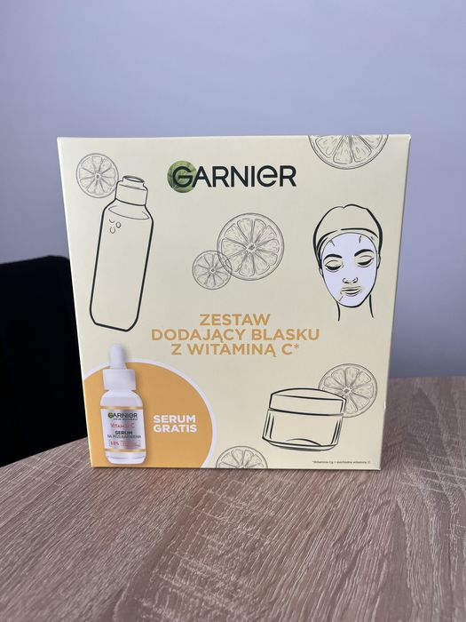 Nowy zestaw kosmetyków Garnier L’oreal witamina C maseczka serum krem