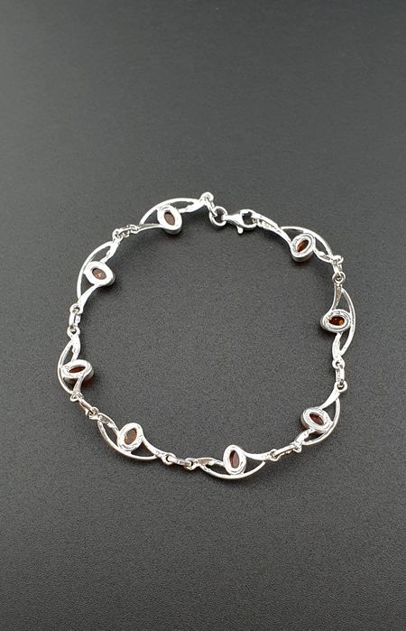 Bransoletka srebrna pr.925 z bursztynami