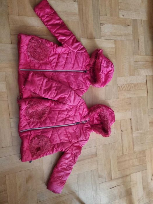 Zimowe kurtki Cocodrillo dla bliźniaczek r 116 dobra cena