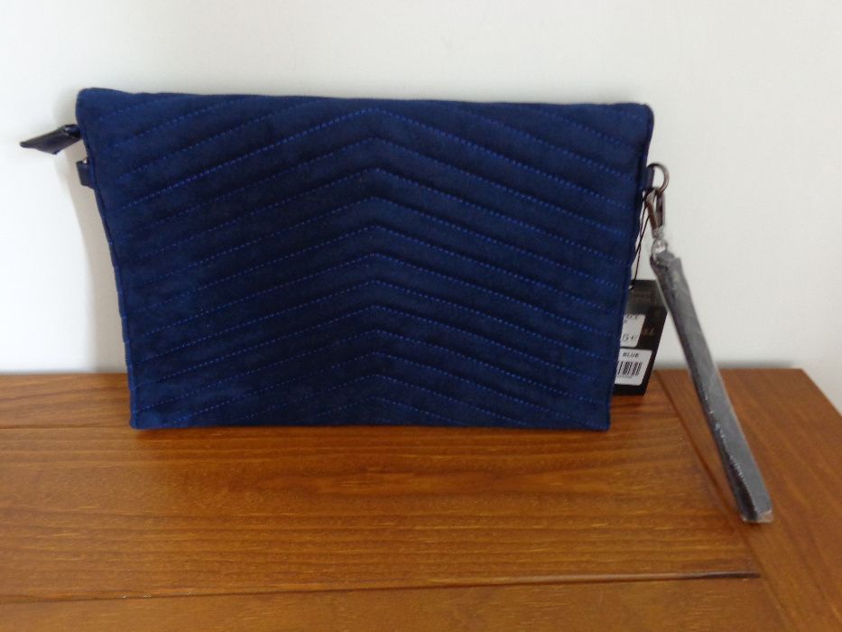 Mala / clutch azul veludo