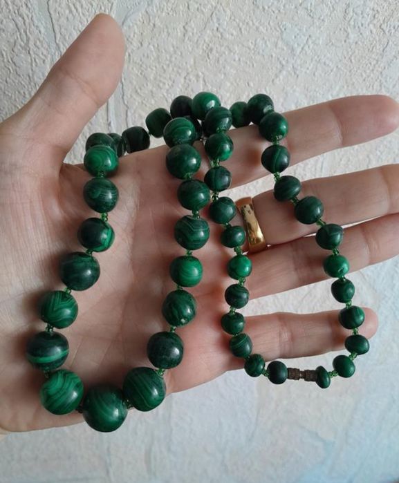 винтаж ссср советские малахит натуральный бусы колье ожерелье чокер,