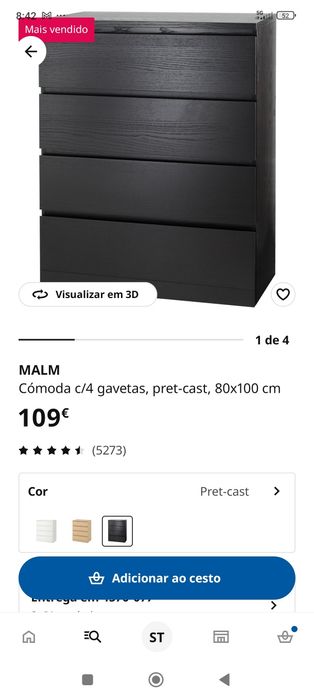 Cómoda Malm Ikea preta