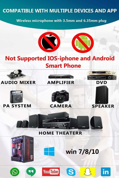 Zestaw Mikrofonowy SOAIY 2W1 Akumulatorowy 3,5MM Bezprzewodowy Do 50 M