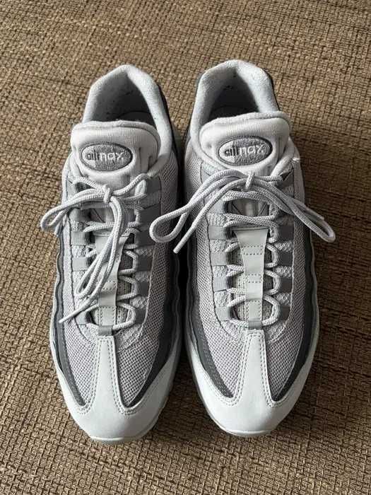 (БЕЗ ПЕРЕДОПЛАТИ) Nike Air Max 95 Grey White найк ейр макс 95 сірі білі кросівки сітка