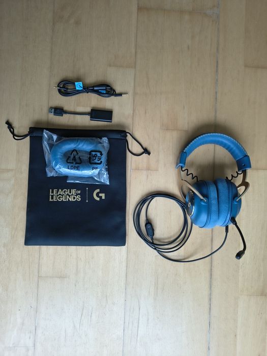 Headset Logitech G PRO X Gaming -League Of Legends Azul/Dourado