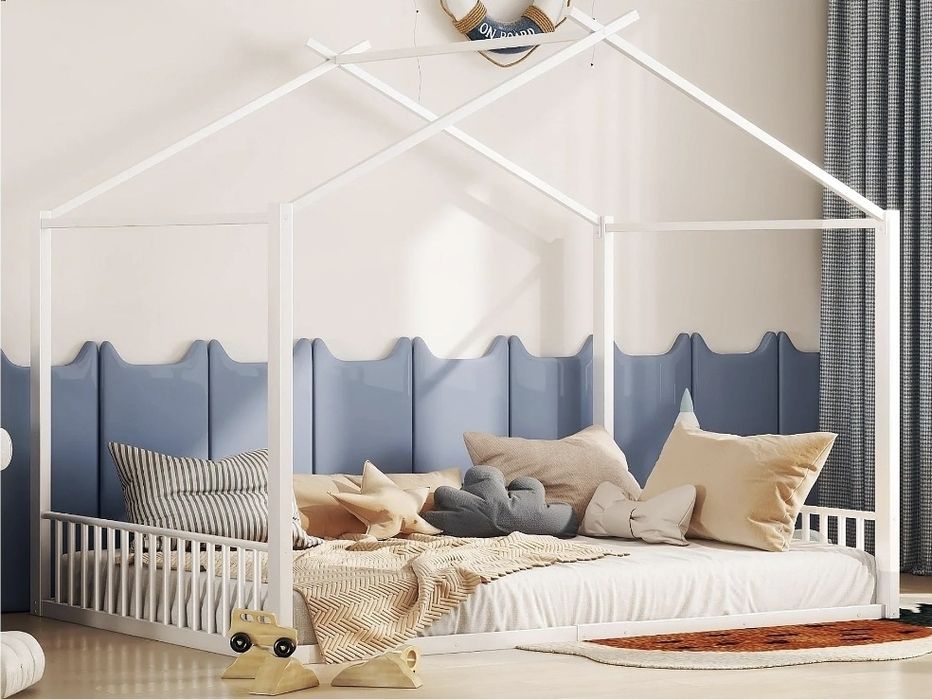 Cama cabana 140x200 para criança em ferro branca