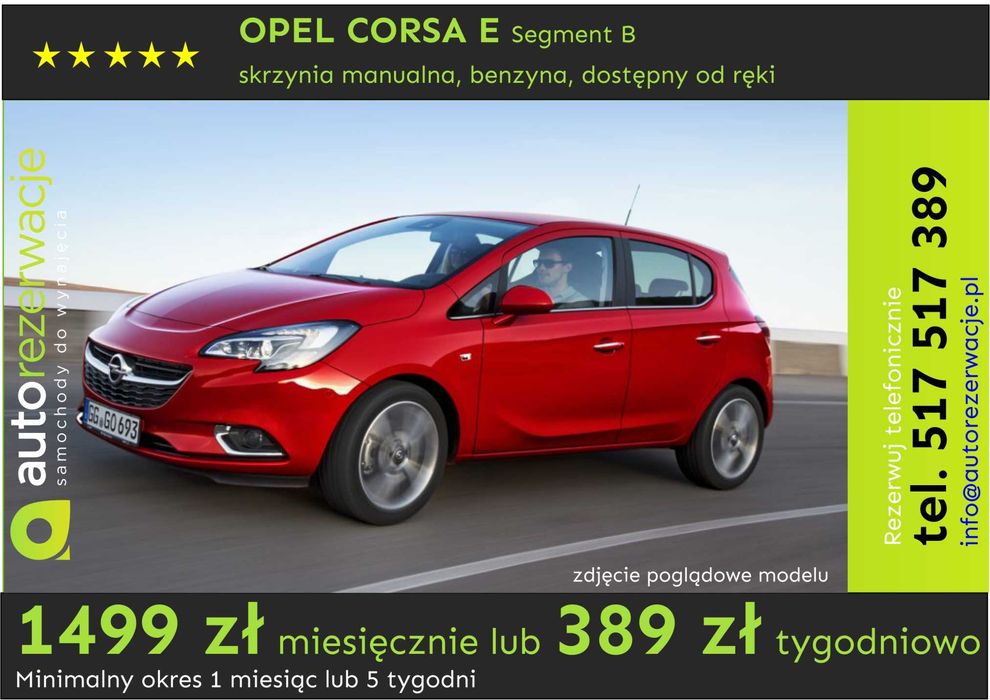 Wynajem wypożyczenie samochodów/aut za 1299 za 30 dni lub 339 co 7 dni