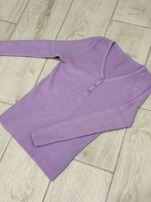 Трикотажна базова кофтинка фіолетова, кофта з довгими рукавами Xs-S