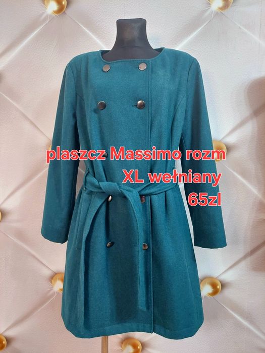 Piękny wełniany płaszcz damski Massimo rozm XL