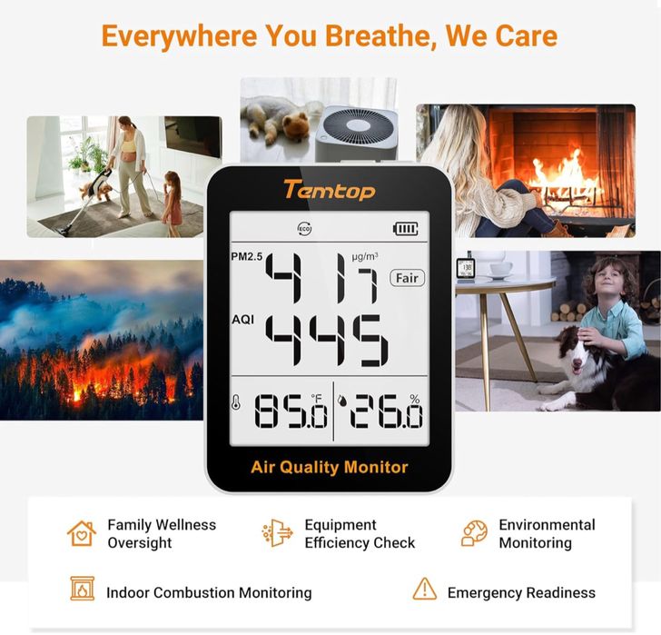 Temtop Monitor jakości powietrza PM2.5 Monitor AQI