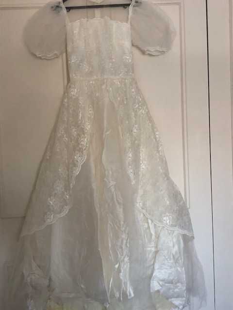 Vestido noiva branco em tule e renda, tamanho 38