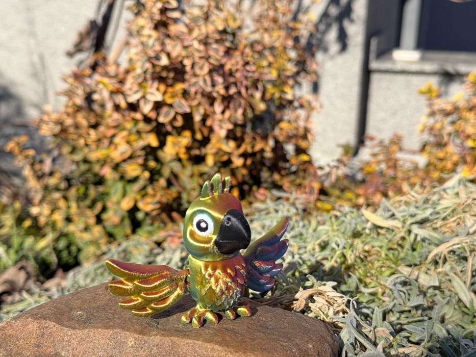 Papuga 3D – bajkowa, kolorowa przegubowa figurka, dekoracja