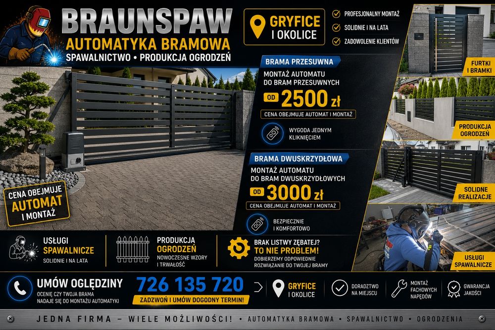 Ogrodzenia, Bramy, Furtki na Wymiar | Produkcja i Montaż | Gryfice