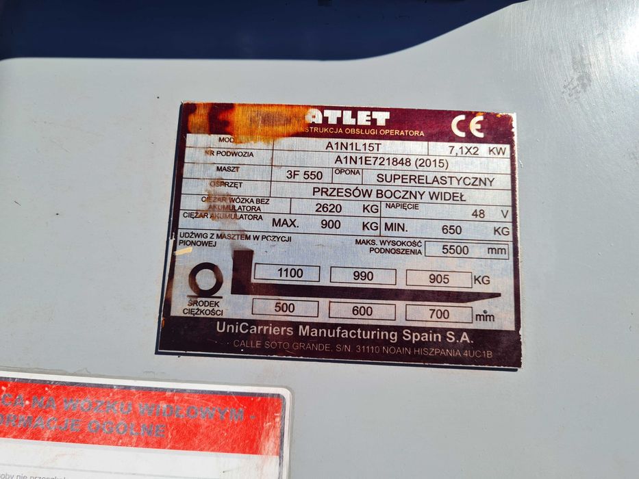 Wózek widłowy elektryczny Atlet A1N1L15T