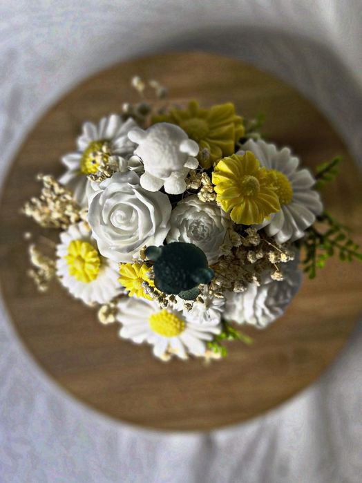 Flores feitas em sabão