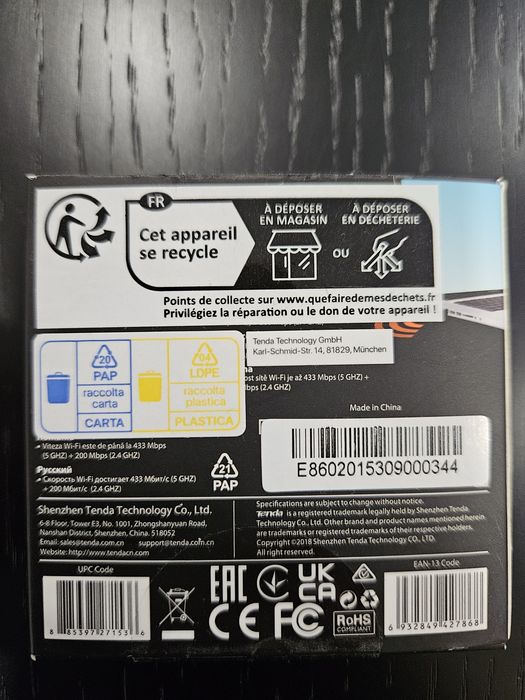 Adaptador Wi-Fi Tenda U9 AC650