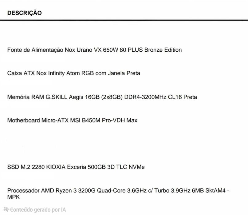 PC para Trabalho, Estudo e Jogos Leves | Ryzen 3 | 16GB | SSD