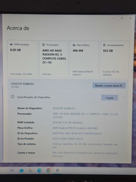 Portátil ASUS F555BA | Ecrã 15.6'' | AMD A9-9420 | 8 GB RAM - 1 TB HDD - AMD Radeon R4 | IMPECÁVEL