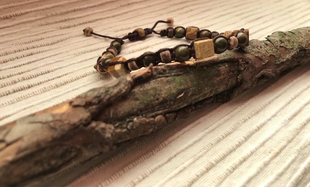Bransoletka męska handmade naturalnymi kamieniami Jaspis obrazkowy