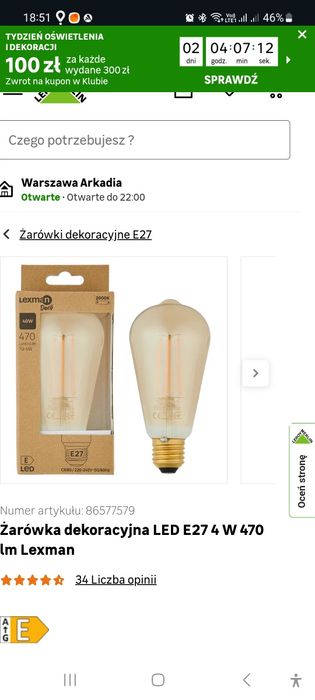 żarówka dekoracyjna ITALUX 4W 200Lumen gwint E27 2200K LED