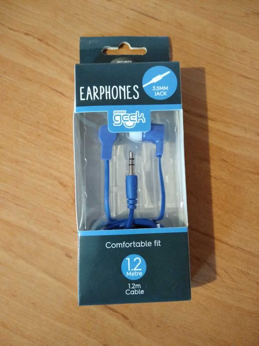 NOWE niebieskie słuchawki Power Geek 3,5 mm jack