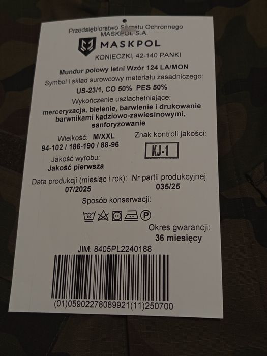 Mundur polowy WP letni wzór 124LA/MON nowy M/XXL