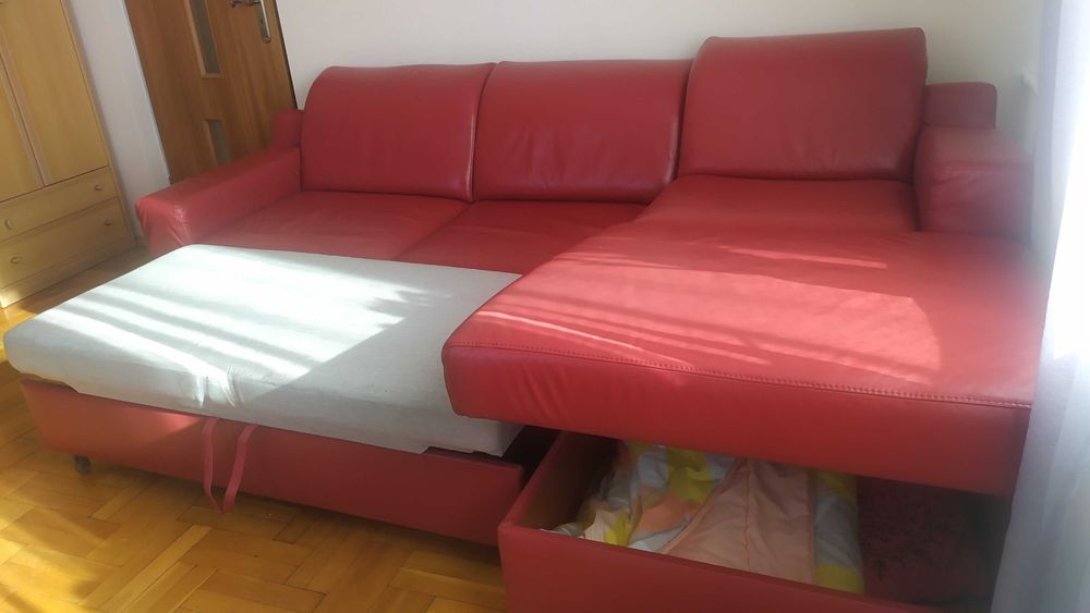 Skórzany narożnik z funkcją spania - kanapa / wersalka