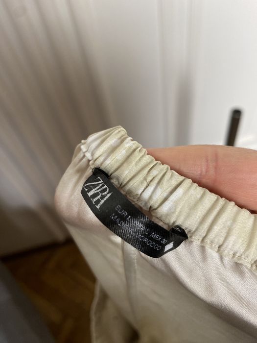 Zara spodnie we wzory kolorowe transparentne szerokie nogawki 40 L
