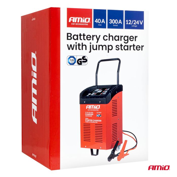 CARREGADOR DE BATERIAS Max. 40A,12V/24V + BOOSTER ARRANQUE 300A