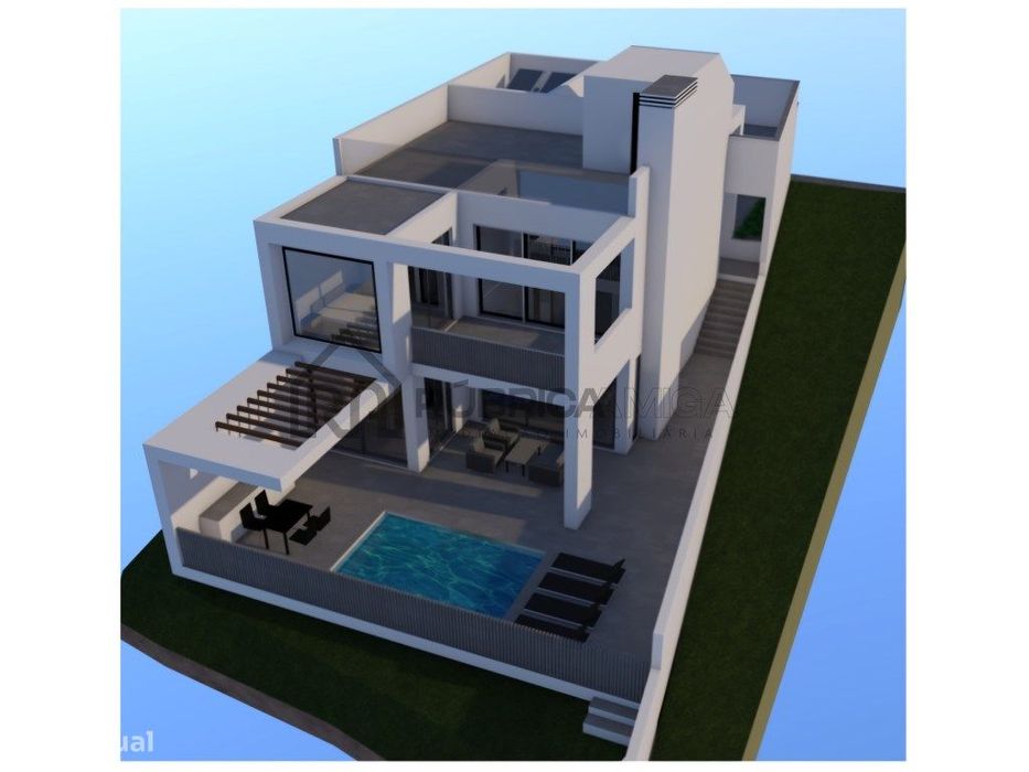 terreno com projeto aprovado para moradia v3 com piscina