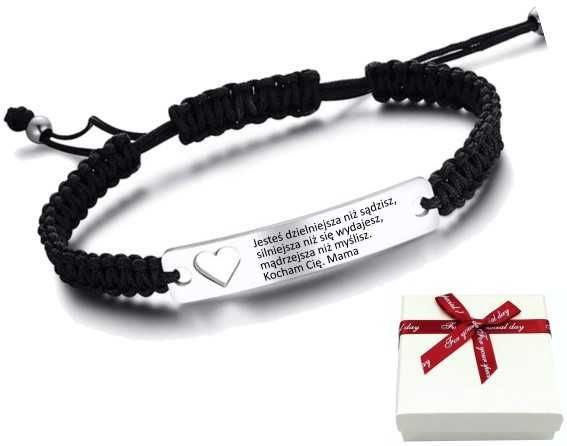 Bransoletka sznurkowa stal Z GRAWEREM dla CÓRKI