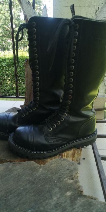 glany buty STEEL czarne skórzane 40 dziurkowe - rozmiar 41