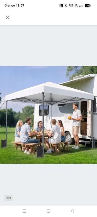 Szary srebrny pawilon ogrodowy składana altana 3 x 3 m  namiot imprezo