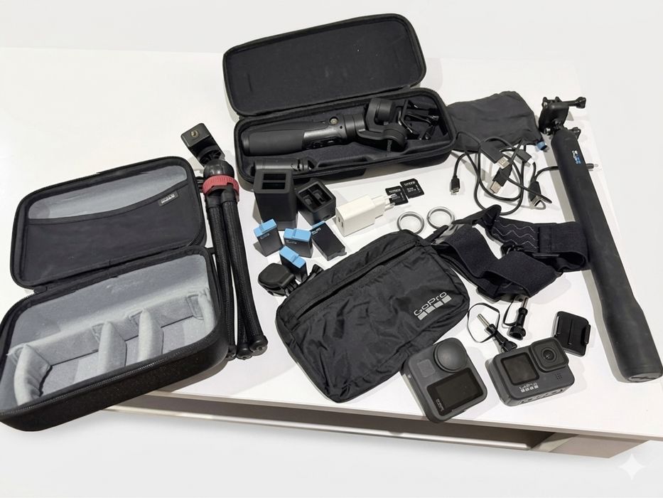 Комплект GoPro 9 Black + GoPro Max 360 + стедікам, 2 кейси та аксесуари (стан нового)