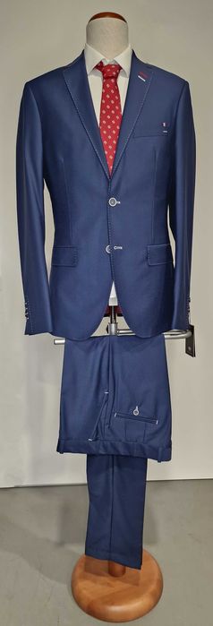 NOWY Garnitur Męski Harison gładki granatowy rozm. S/M/L/XL/XXL Łódź