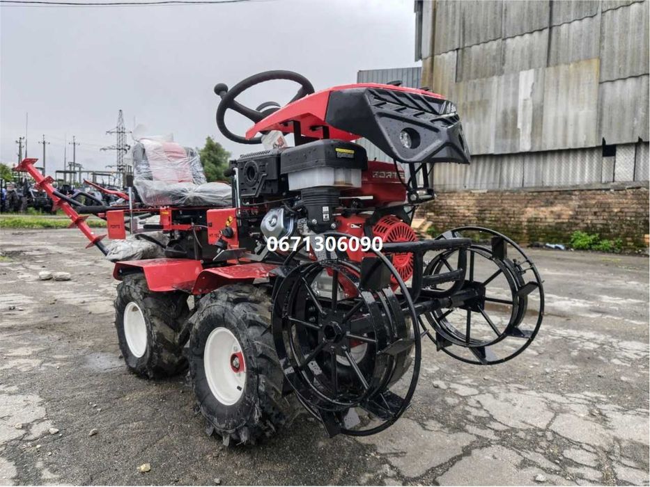 Мінітрактор МТ-192GH PRO(гідравліка) Forte Форте Переломка 4х4 (бензин) повний привід з фрезою та грунтозачепами доставка безкоштовна є кредитування