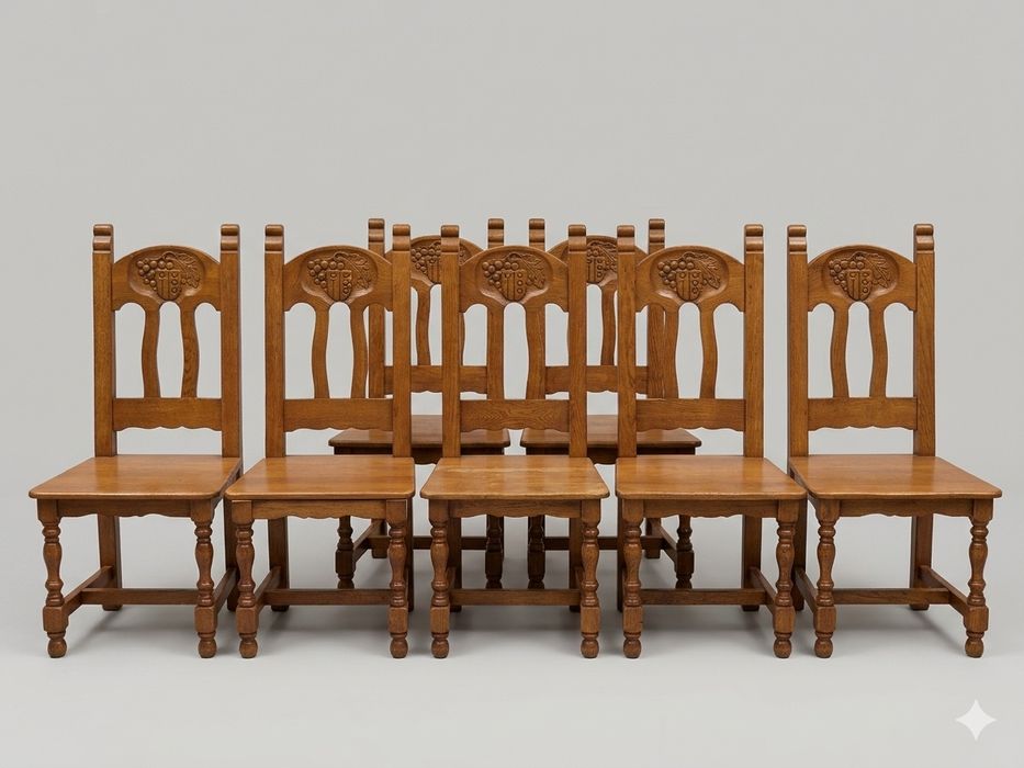 Mesa Rústica em Madeira Maciça + 8 Cadeiras – Em bom Estado