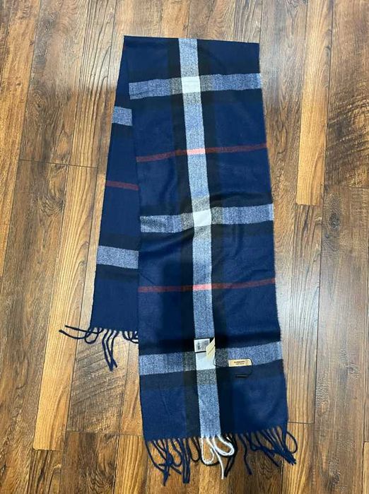 Фірмовий шарф Burberry Синій в клітинку кашеміровий 32/180см