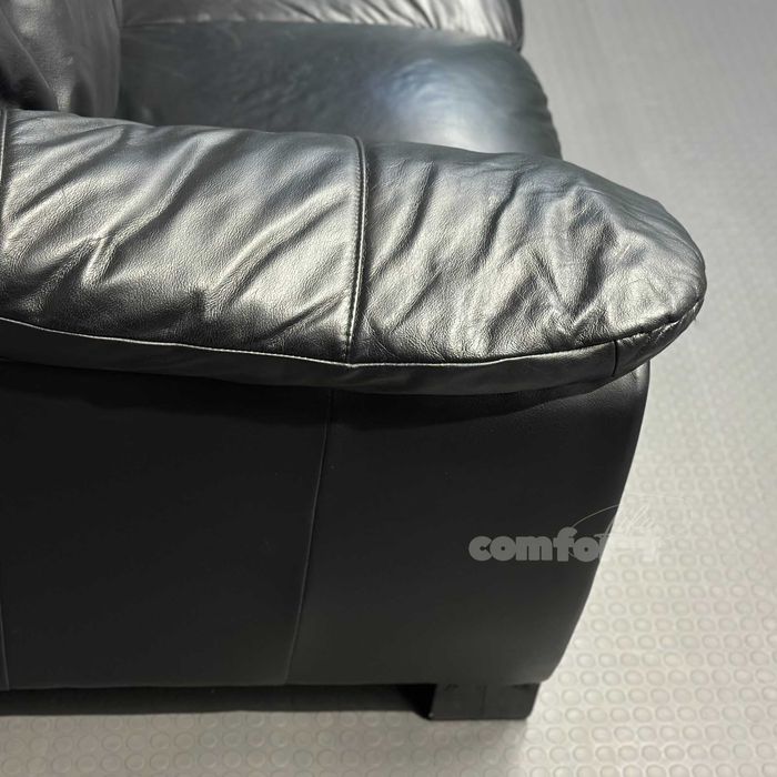 Чорний шкіряний пухкий диван-двійка/шкіряні дивани/меблі з Європи