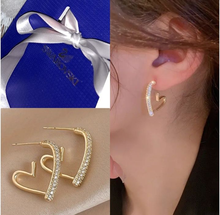 Серьги сердце с кристаллами Swarovski