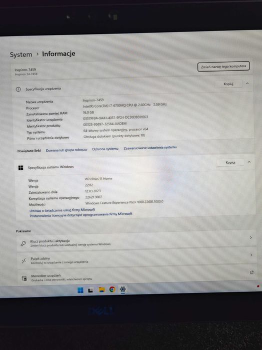 Dell Inspiron 7459 Intel Core i7 16GB RAM Win11