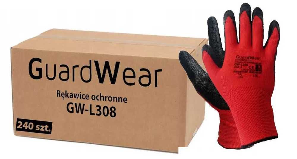 Rękawice robocze GW-L308 powlekane lateksem EN388 240 par rozmiar 11