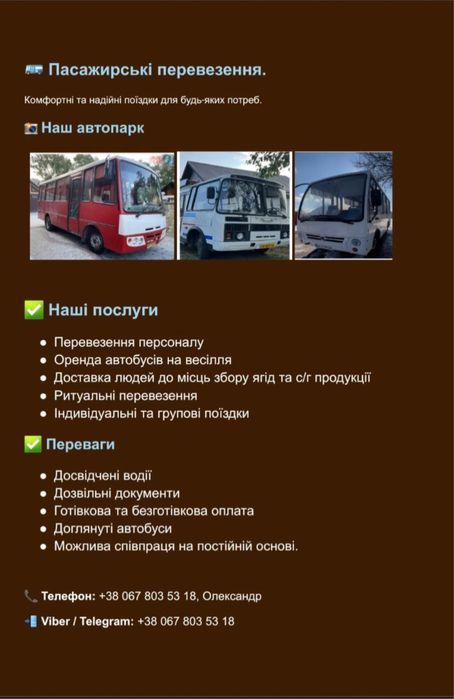 Надаємо послуги з пасажирських перевезень