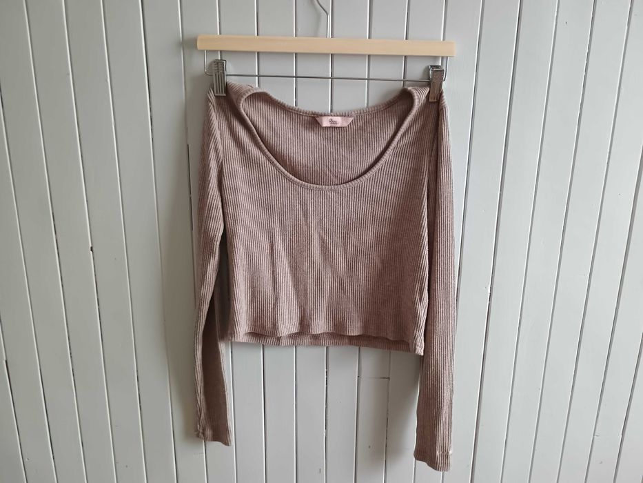 Crop top beżowy S/M długi rękaw elastyczny Boux Avenue błyskawiczna wysyłka