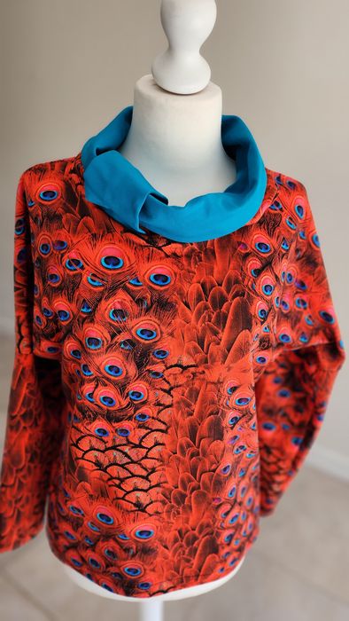 Bluza oversize print pawie pióra jak garczyńska zygzak okee