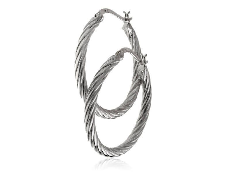 Klasyczne Srebrne Kolczyki Plecione Grube Koła K3427